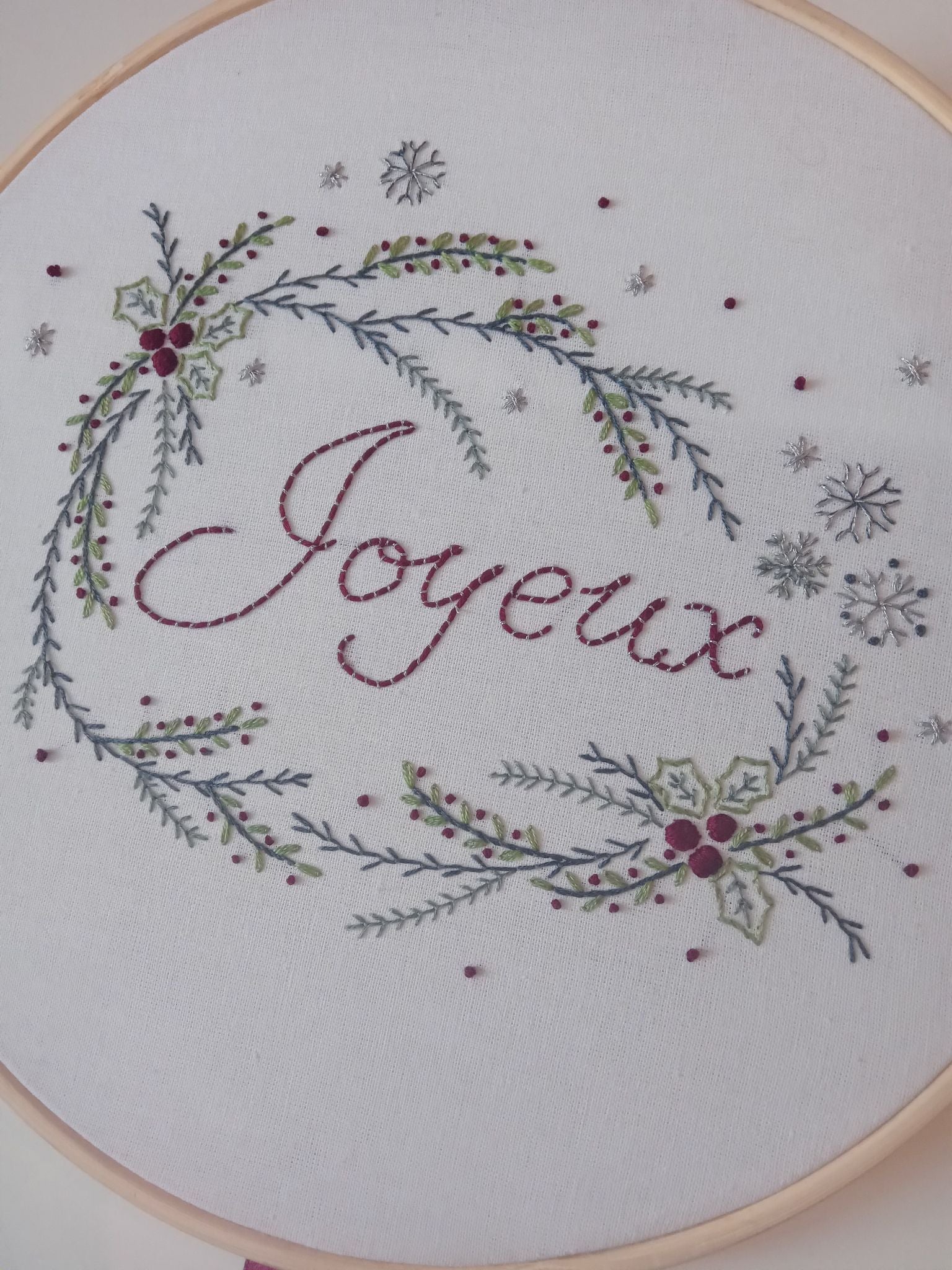 PDF Broderie duo couronne Joyeux Noel