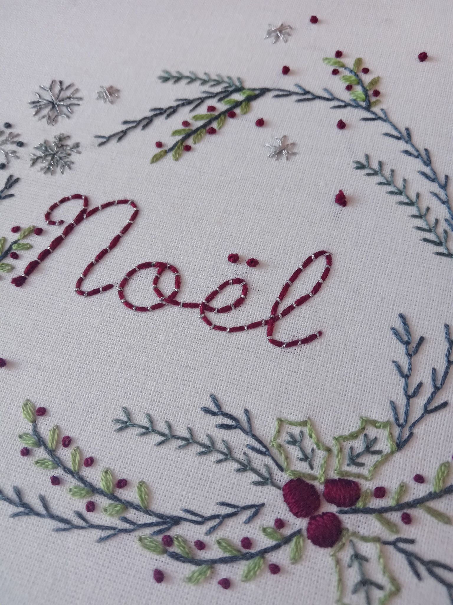 PDF Broderie duo couronne Joyeux Noel