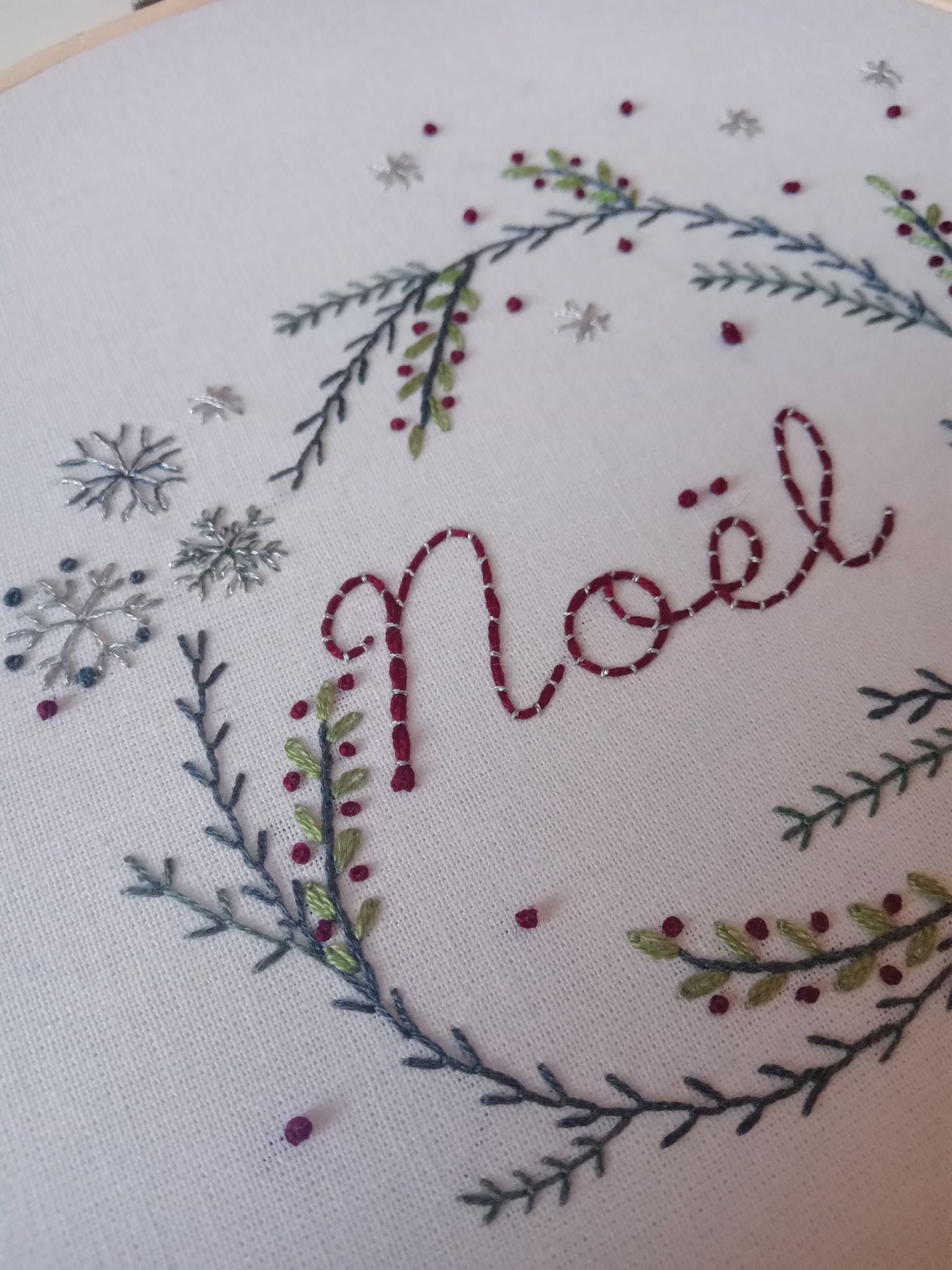 PDF Broderie duo couronne Joyeux Noel
